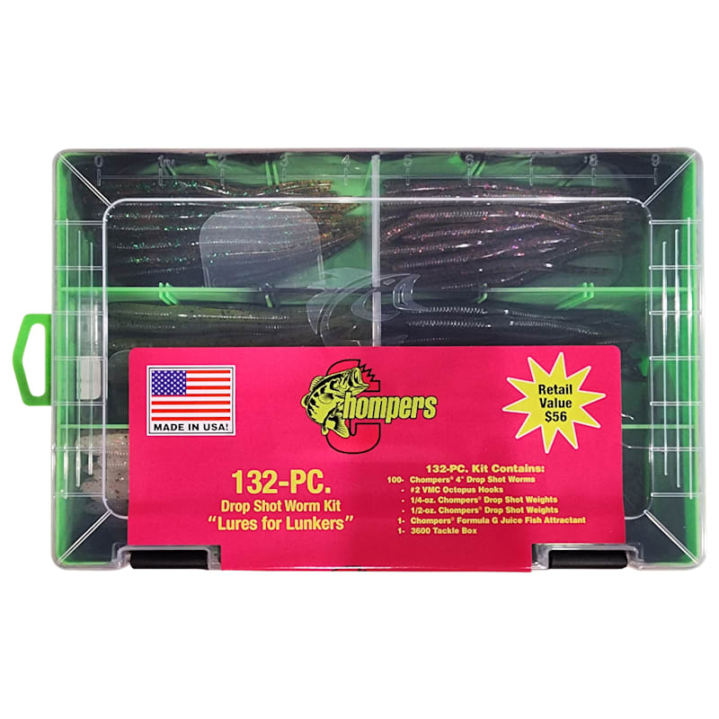 Chompers Drop Shot Worm 132-Piece Kit