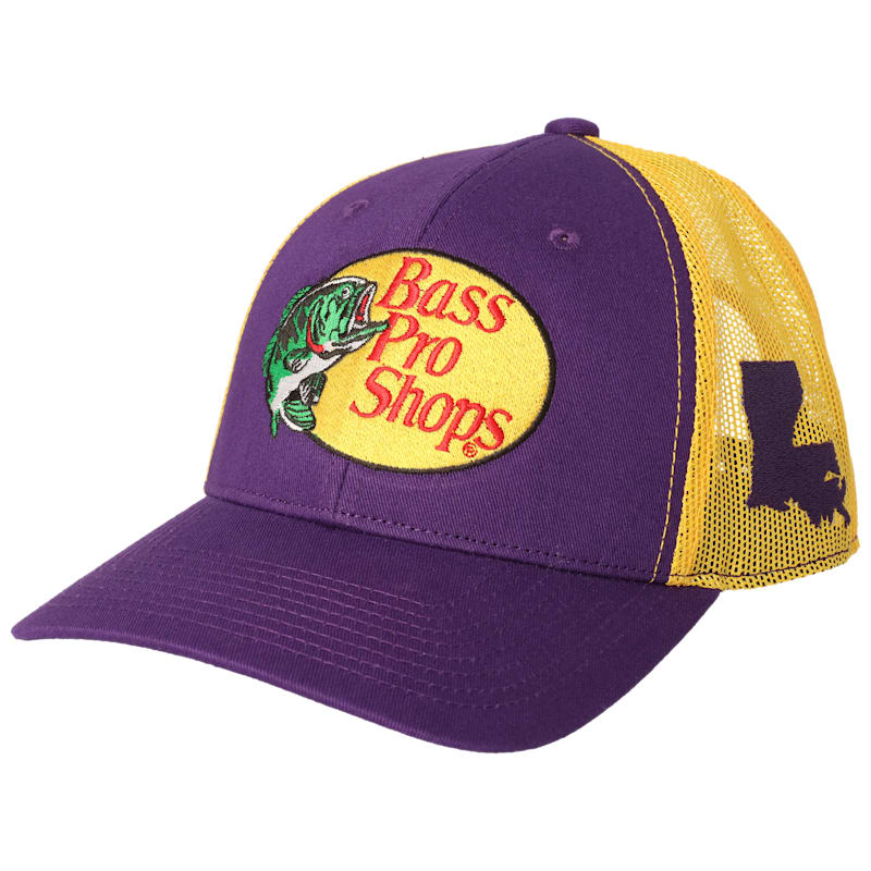 Bass Pro Shops Woodcut Logo and Louisiana Patch Snapback Cap