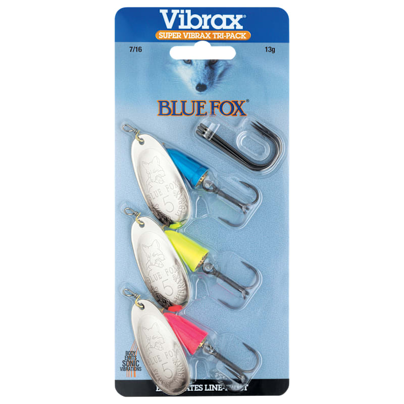 Blue Fox Super Vibrax Solid Color Tri-Pack Spinner Kit