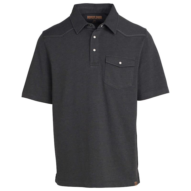 RedHead Ranch Snap-Placket and Pocket Short-Sleeve Polo for Men