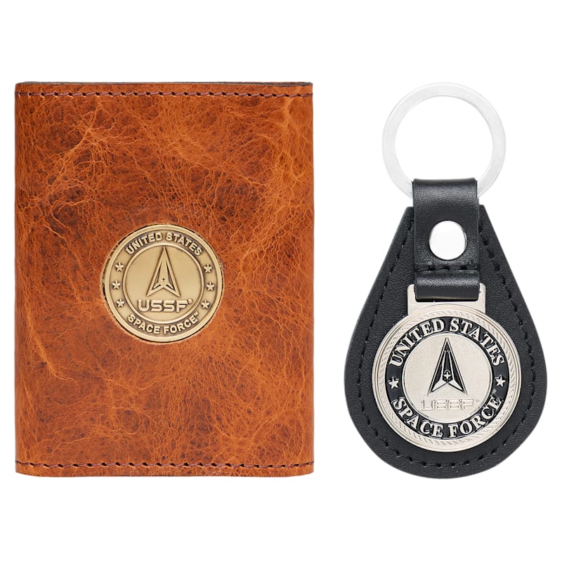 Bass Pro Shops U.S. Space Force Leather Wallet and Keychain Gift Set