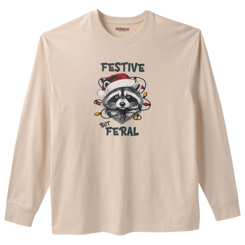 RedHead Festive But Feral Holiday Graphic Long-Sleeve T-Shirt