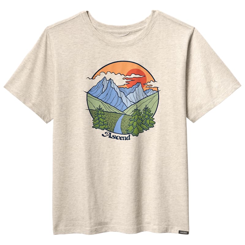 Ascend Organic Mountain Sunrise Graphic Short-Sleeve T-Shirt