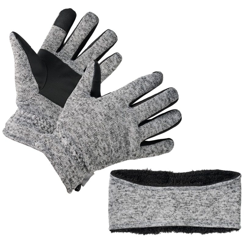 Natural Reflections Sweater Fleece Knit Headband and Gloves Set