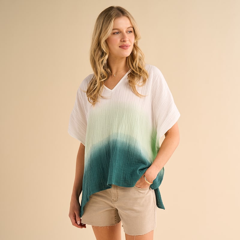 Natural Reflections Tourmaline Tie-Dye V-Neck Short-Sleeve Shirt