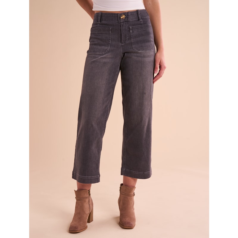 Natural Reflections Driftwood Cropped Wide Leg Pants