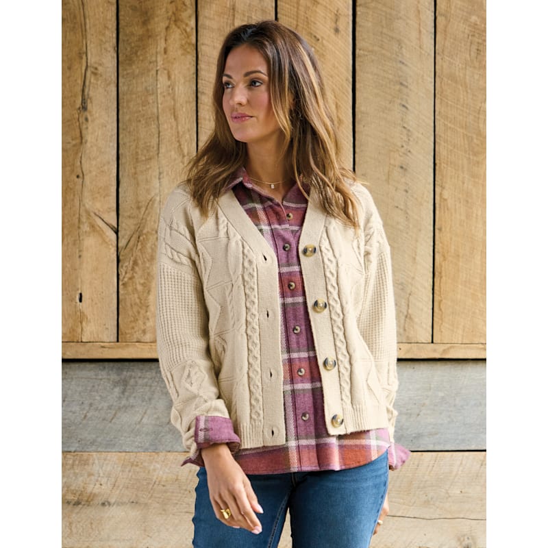 Natural Reflections Tahoe Cable Long-Sleeve Sweater Cardigan