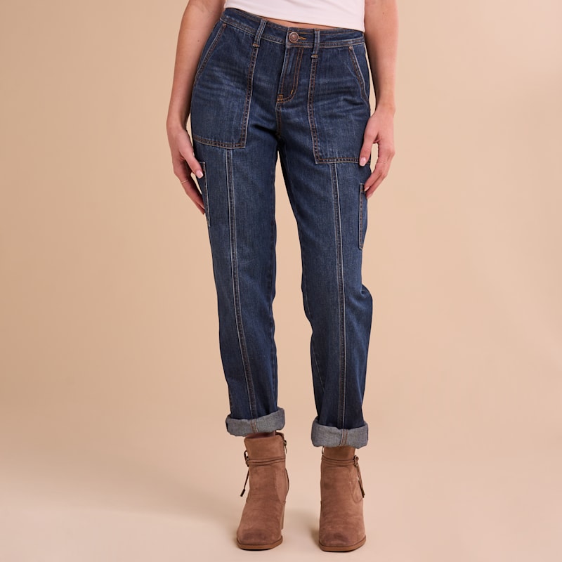 Natural Reflections Mid-Rise Utility Cargo Jeans