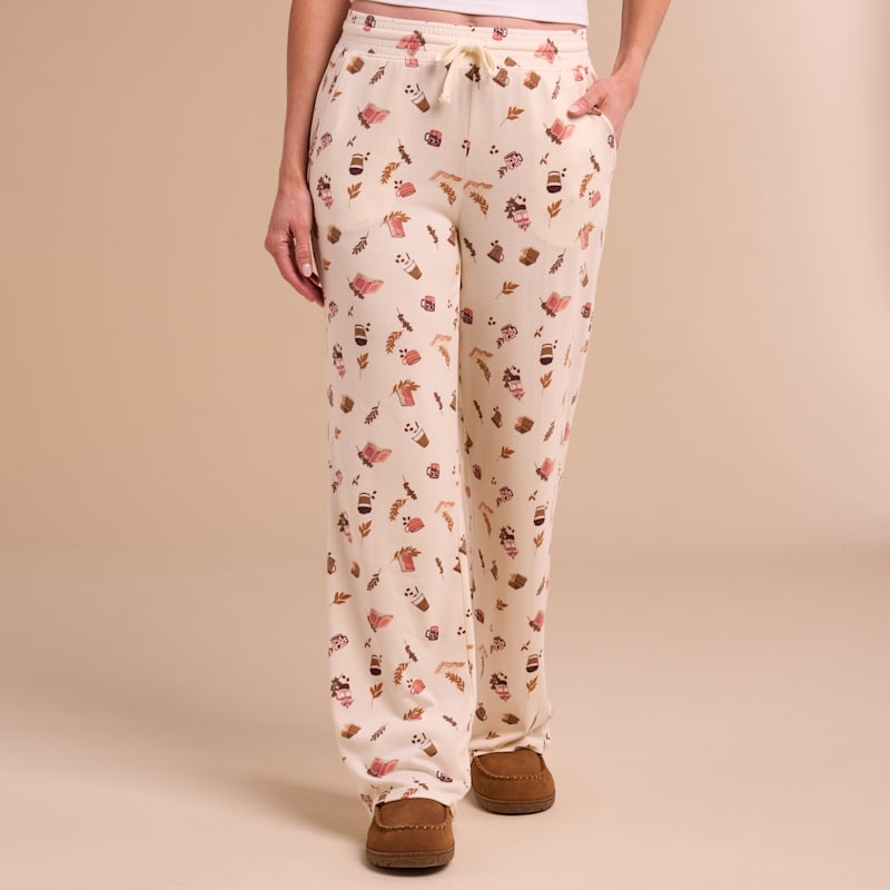 Natural Reflections Coffee Print Drawstring Pajama Pants