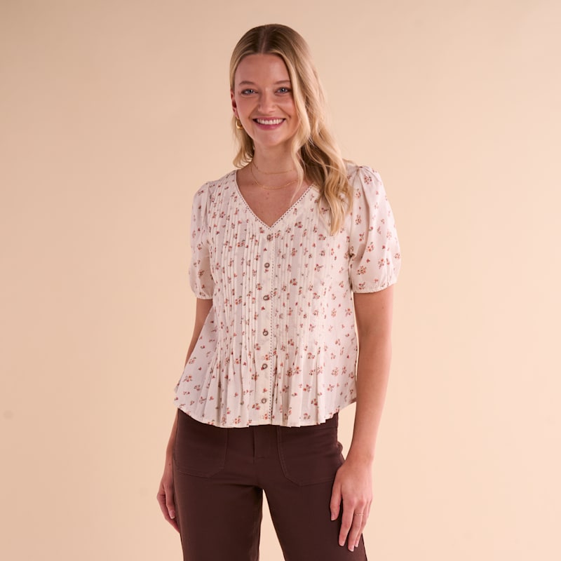 Natural Reflections Floral Short-Sleeve Button-Down Shirt