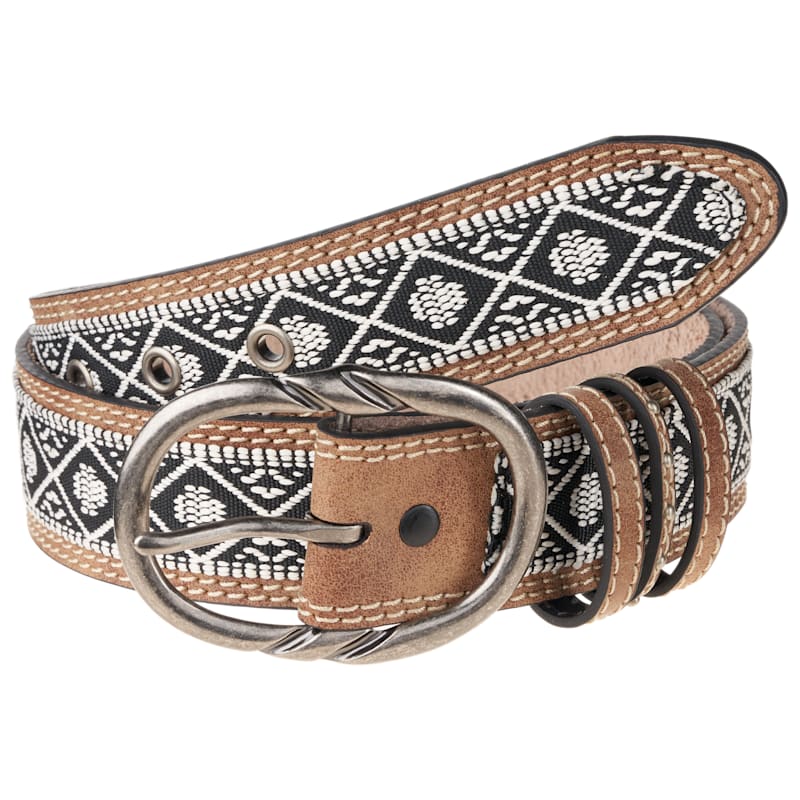Natural Reflections Leather Aztec Ribbon Belt