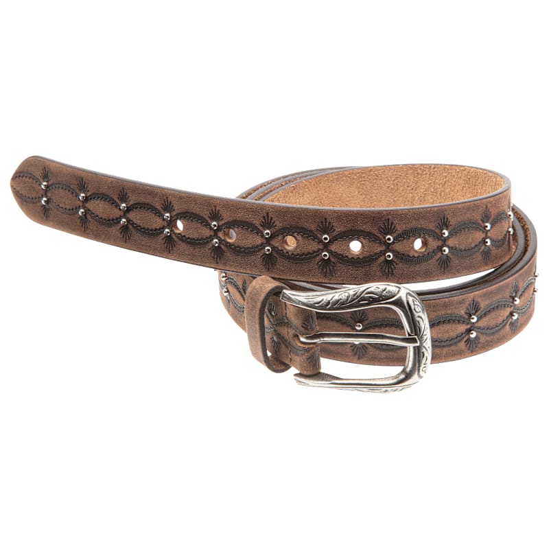 Natural Reflections Antique-Buckle Skinny Leather Belt