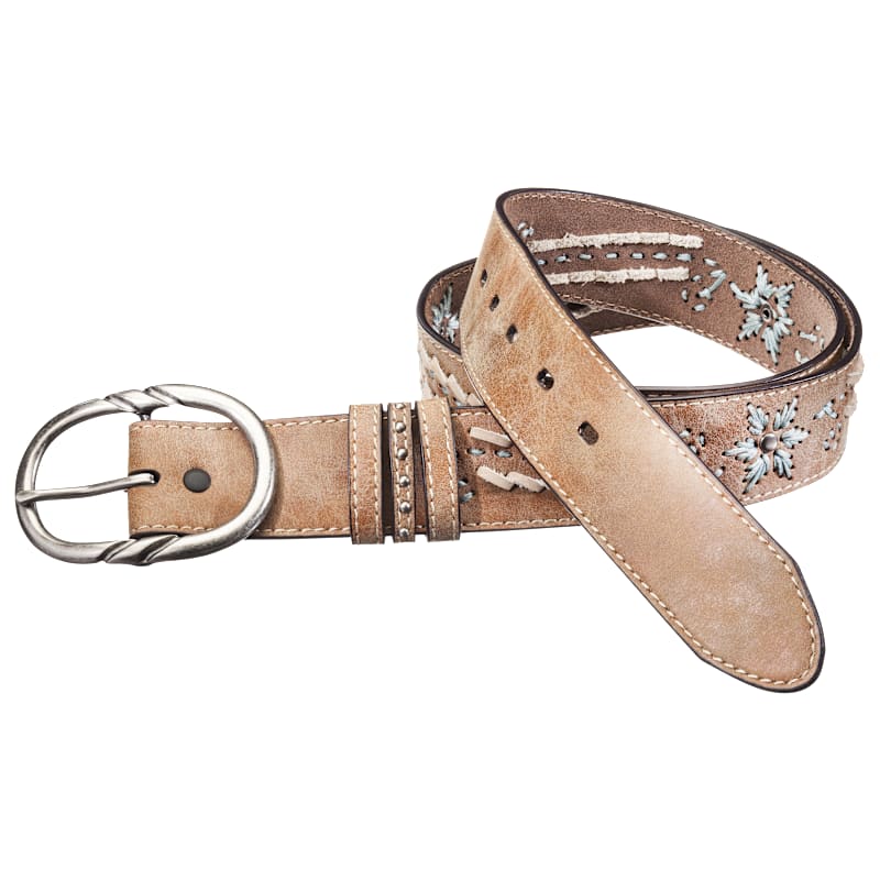 Natural Reflections Floral Leather Belt