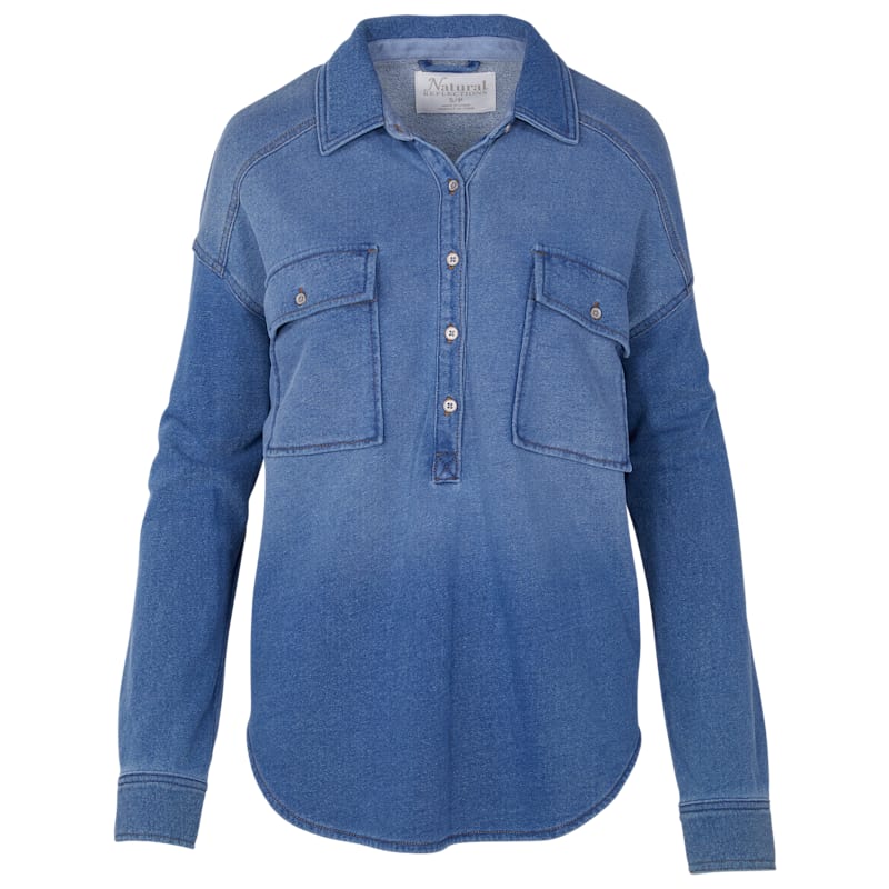 Natural Reflections Knit Denim Henley Long-Sleeve Shirt