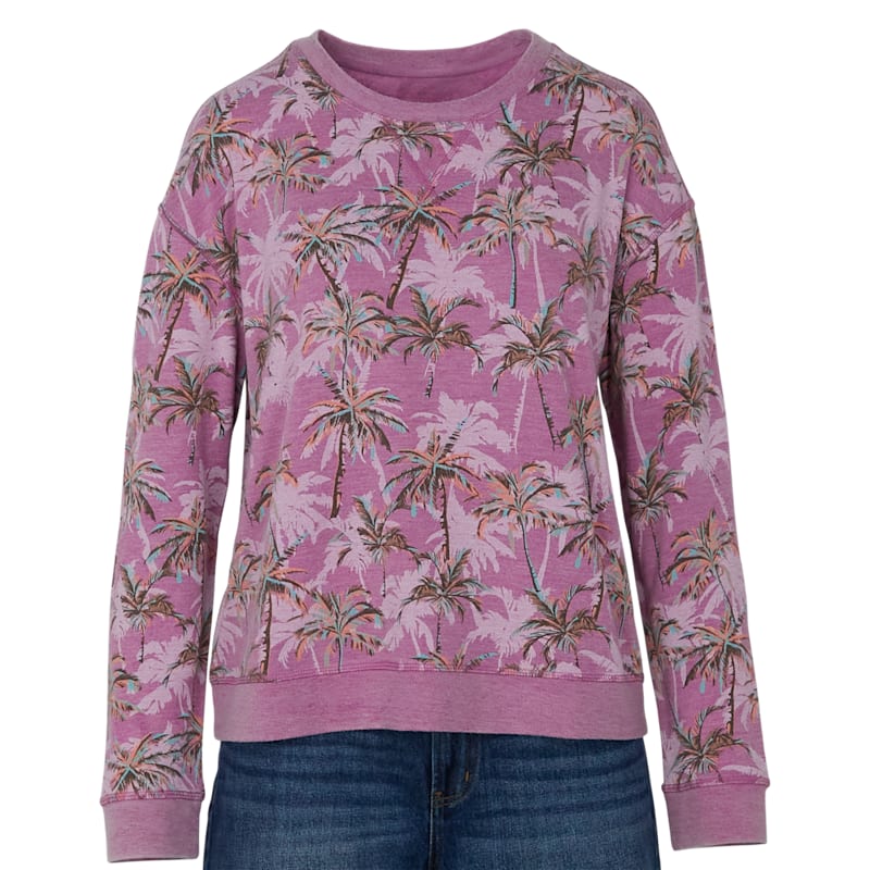Natural Reflections Palm Print Long-Sleeve Sweatshirt