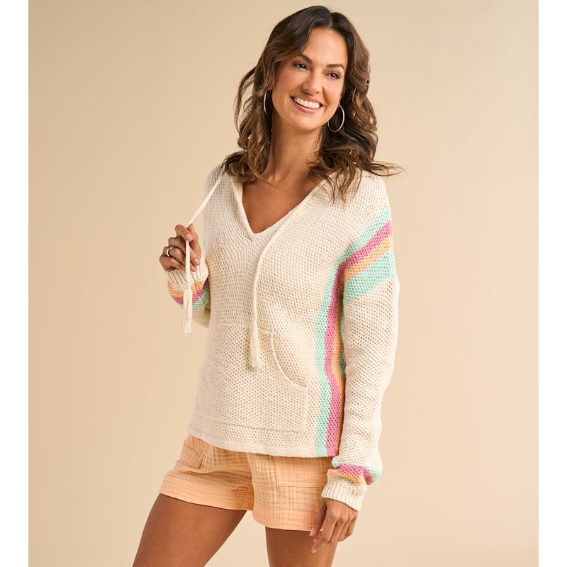 Natural Reflections Stripe Crochet Hoodie