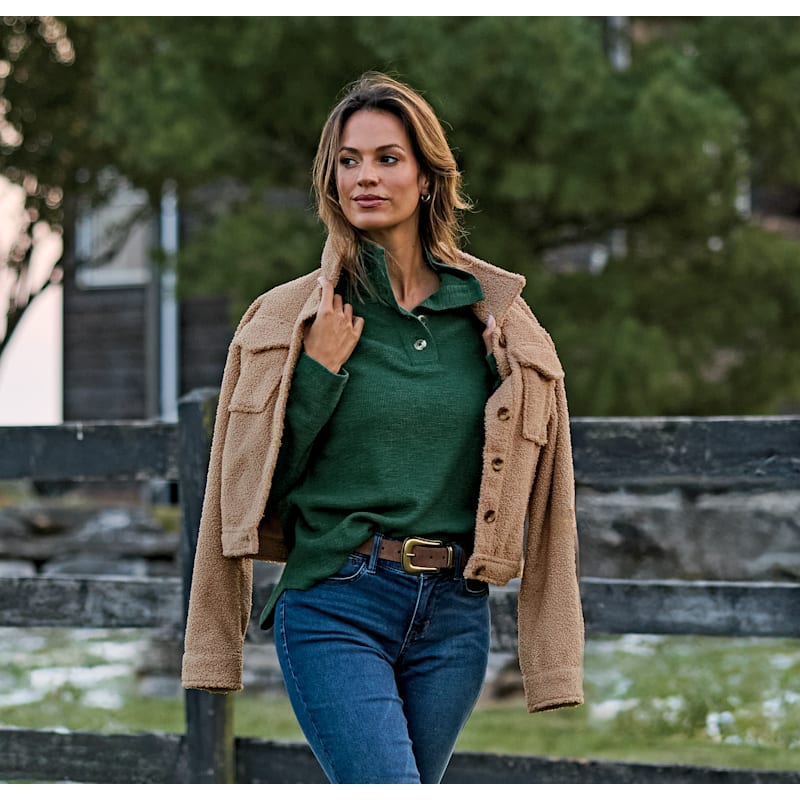 Natural Reflections Waffle Mock-Neck Sweatshirt