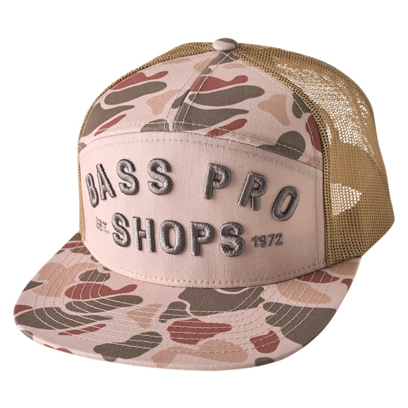 Bass Pro Shops 7-Panel Camo Mesh-Back Snapback Trucker Cap