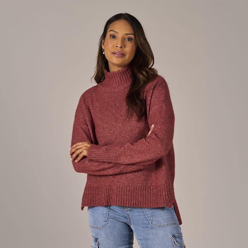Natural Reflections Autumn Woods Mock-Neck Long-Sleeve Sweater