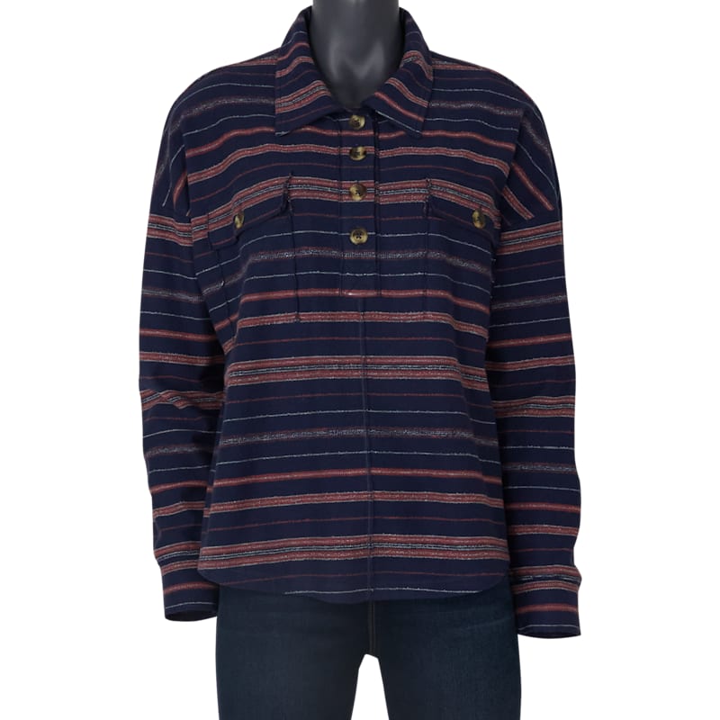 Natural Reflections Blanket Stripe Knit Long-Sleeve Henley