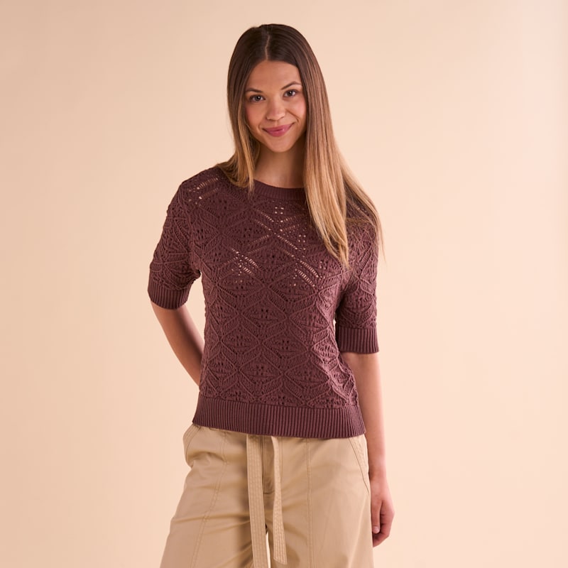 Natural Reflections Crochet Pullover Sweater