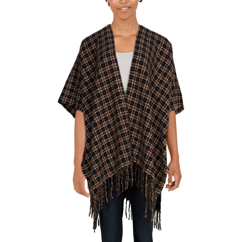 Natural Reflections Tortoise Plaid Ruana