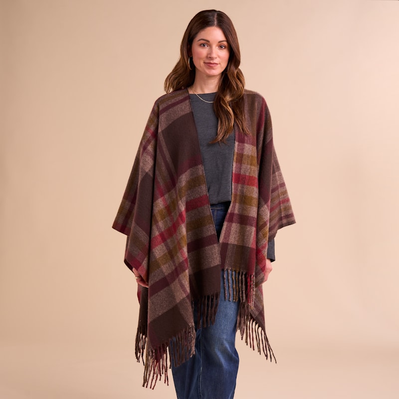 Natural Reflections Boysenberry Plaid Cape