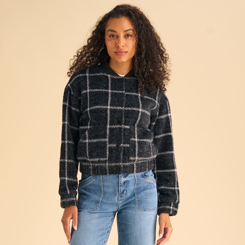 Natural Reflections Plaid Bomber Jacket
