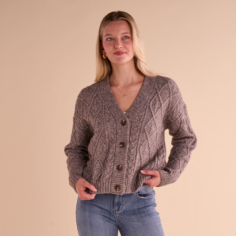 Natural Reflections Crew Cable Cardigan