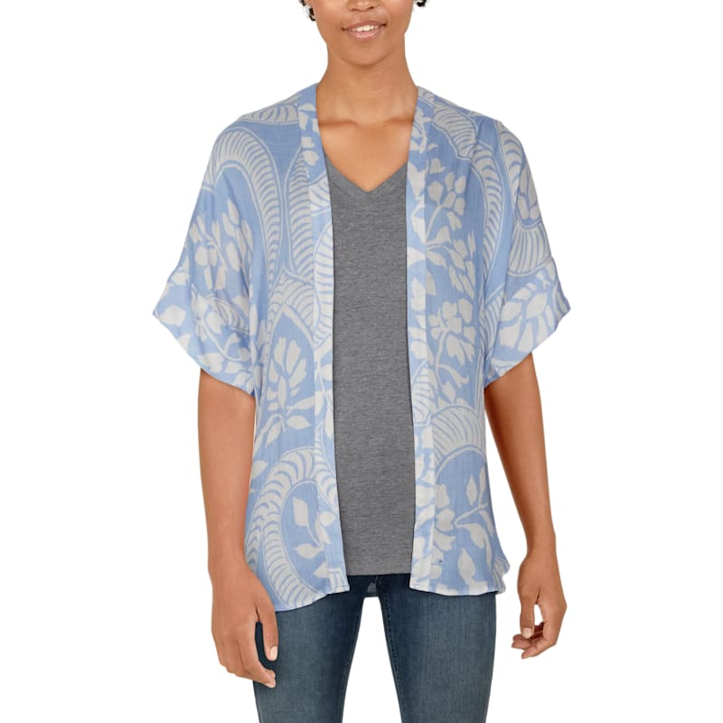 Natural Reflections Sea Scroll Short-Sleeve Kimono