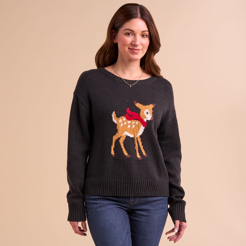 Natural Reflections Finley Deer Crew-Neck Sweater