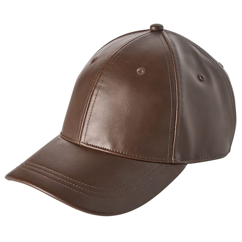 Natural Reflections Faux Leather Adjustable Baseball Cap