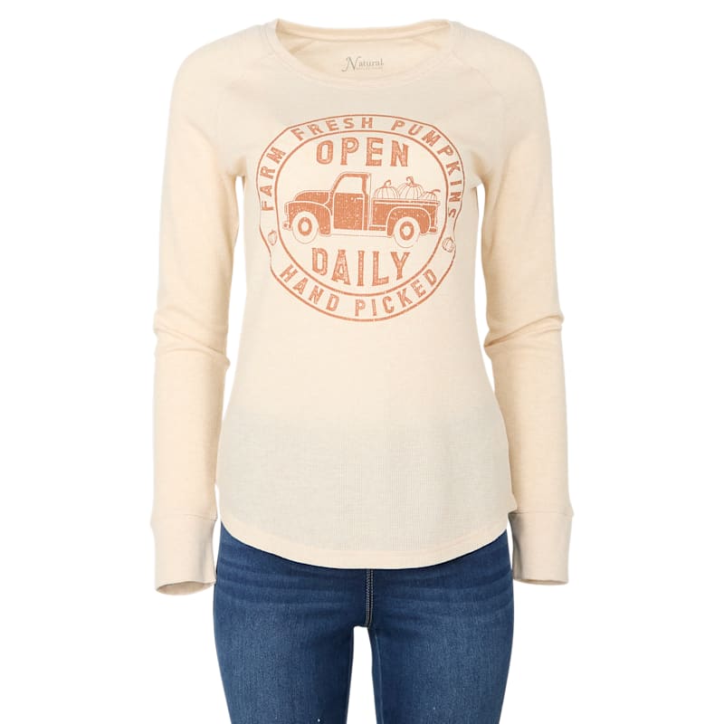 Natural Reflections Fall Truck Waffle-Knit Long-Sleeve Shirt