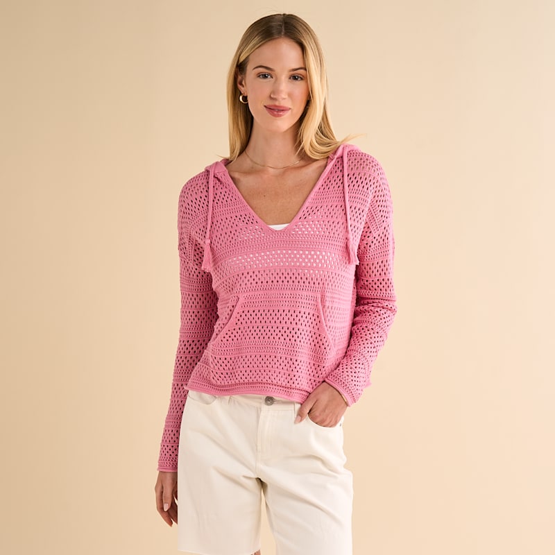 Natural Reflections Crochet Hooded Pullover