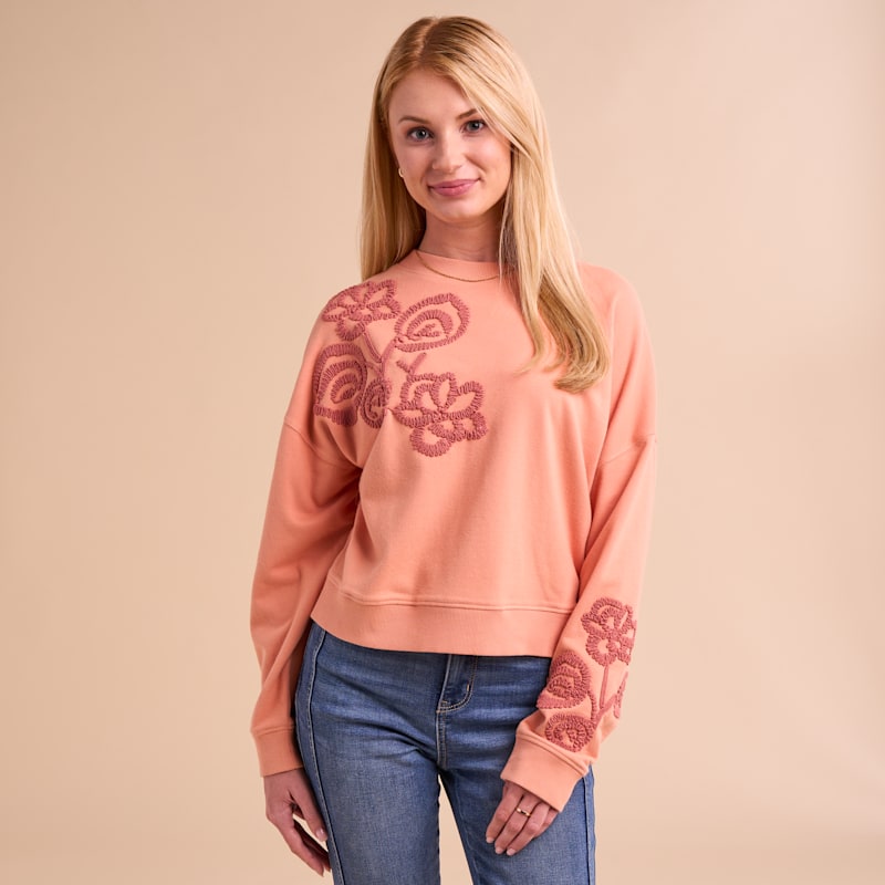 Natural Reflections Crew-Neck Applique Sweatshirt