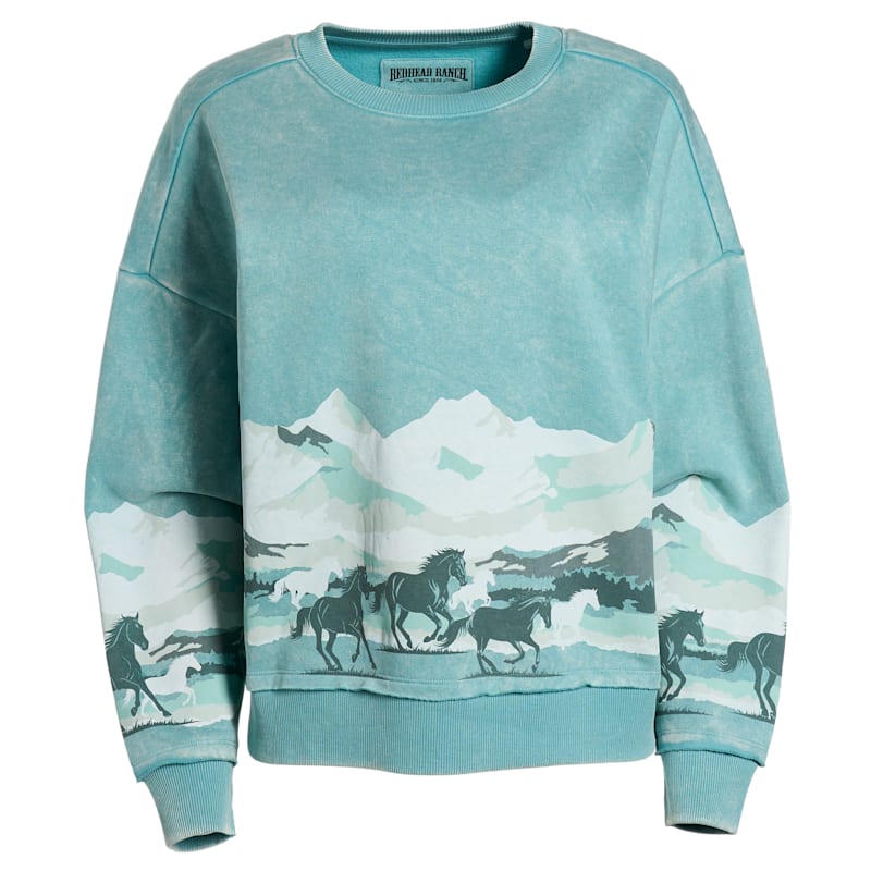 RedHead Ranch Wild Horses Crew-Neck Sweatshirt