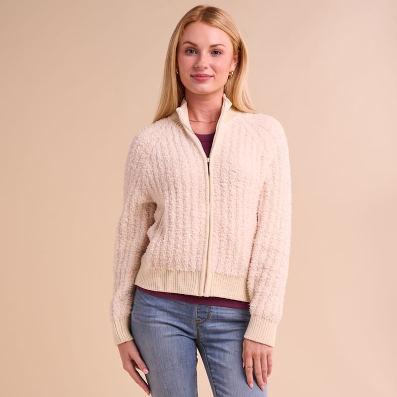Natural Reflections Sherpa Cabin Full-Zip Sweater