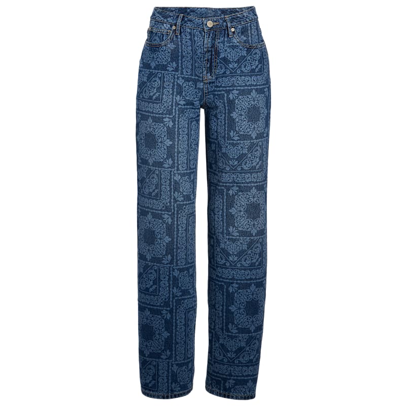 RedHead Ranch High-Rise Printed Denim Wide-Leg Jeans