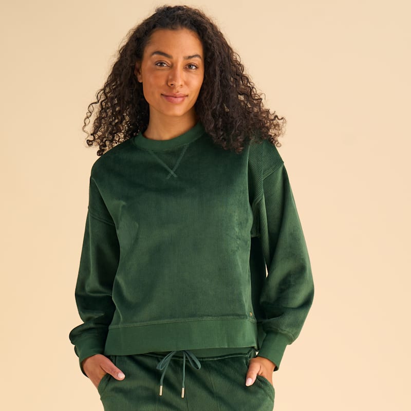 Natural Reflections Velour Rib Long-Sleeve Pullover