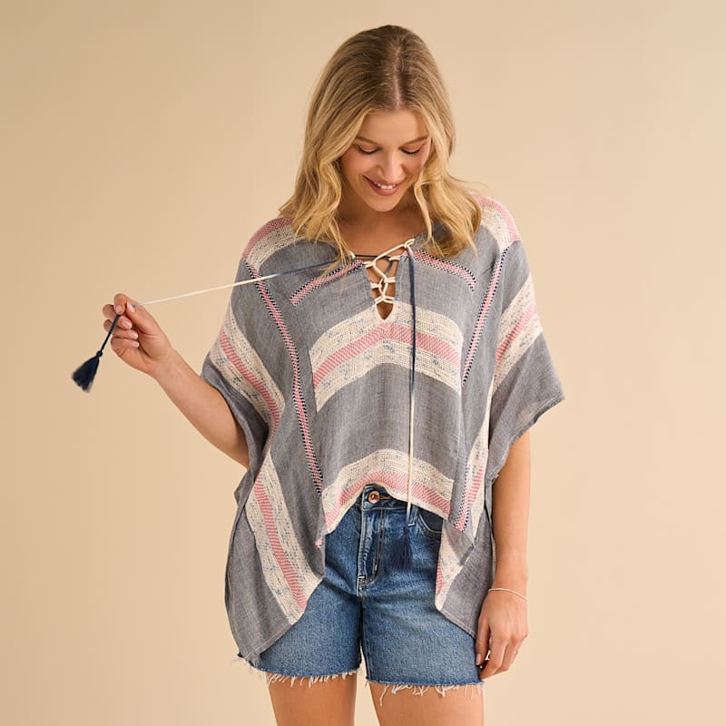 Natural Reflections Chambray Indigo V-Neck Short-Sleeve Shirt