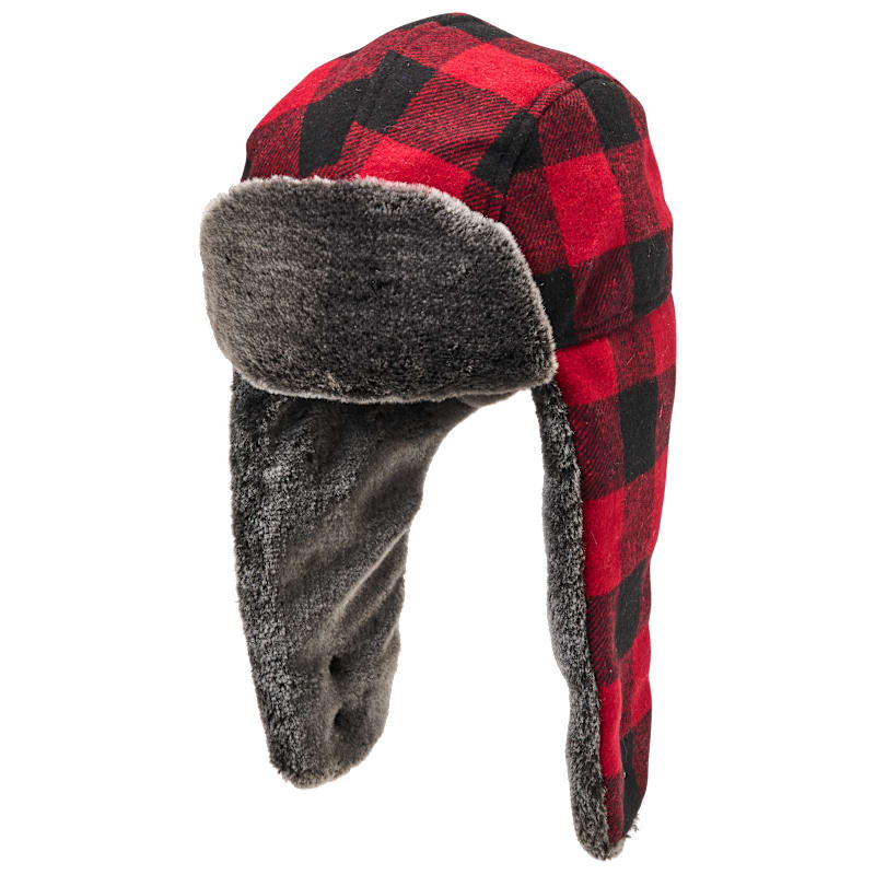 Natural Reflections Buffalo Plaid Fur-Lined Trapper Hat