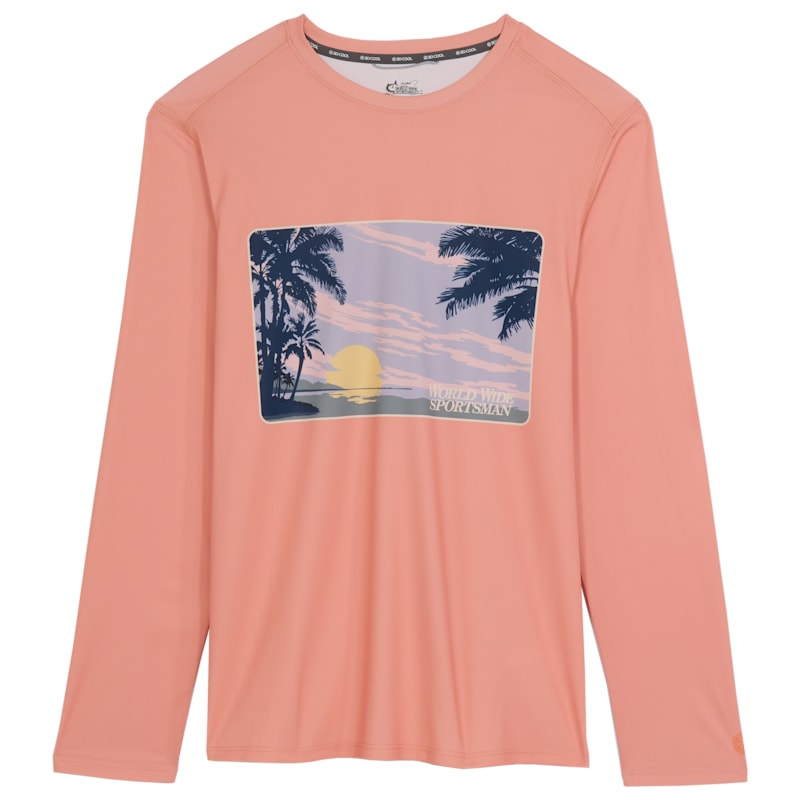 World Wide Sportsman 3D Cool Sunrise Graphic Angler Crew-Neck Long-Sleeve Shirt