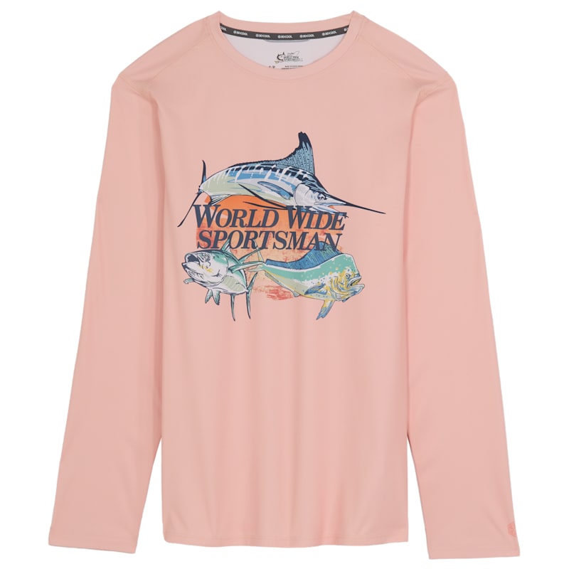 World Wide Sportsman 3D Cool Fish Graphic Angler Crew-Neck Long-Sleeve Shirt