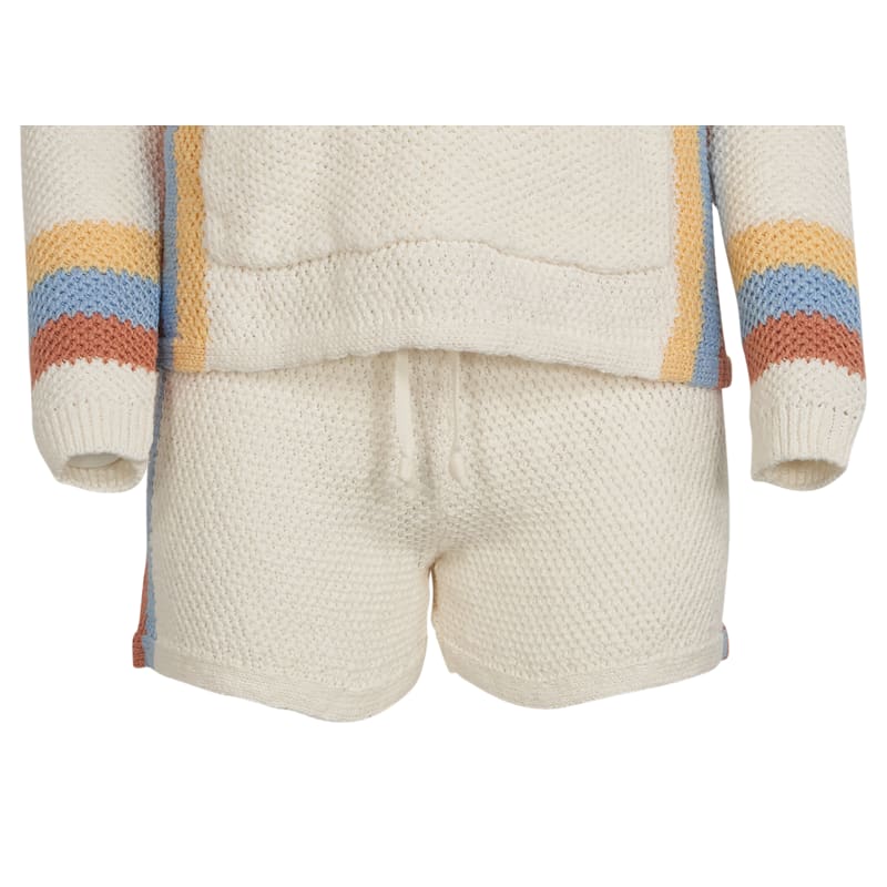 Natural Reflections Stripe Crochet Cover-Up Shorts