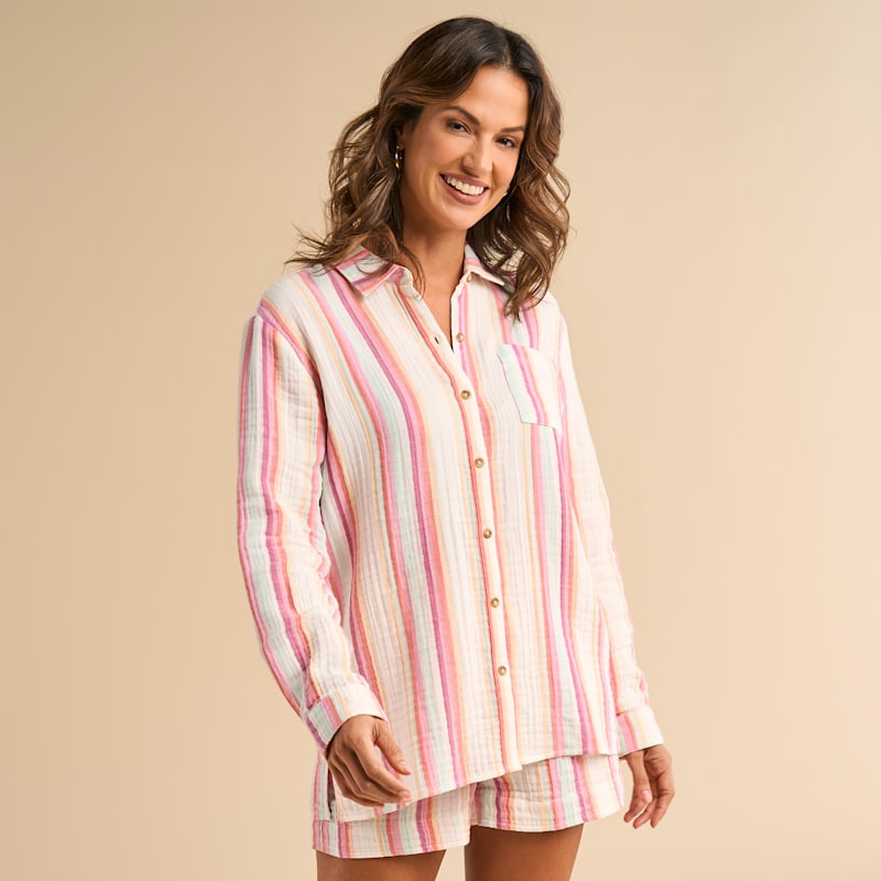 Natural Reflections Double Cloth Striped Long-Sleeve Shirt