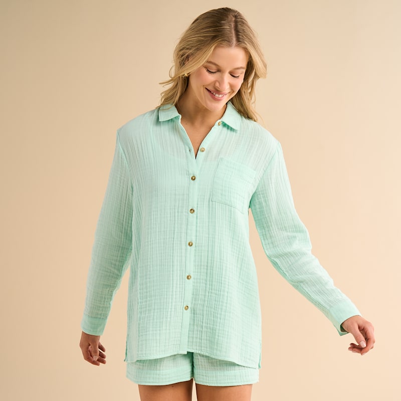 Natural Reflections Double Cloth Long-Sleeve Button-Down Shirt