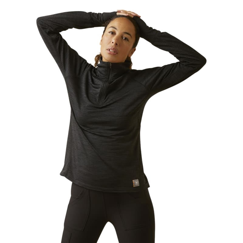 Ariat Rebar Gridwork Base-Layer Quarter-Zip Long-Sleeve Shirt for Ladies