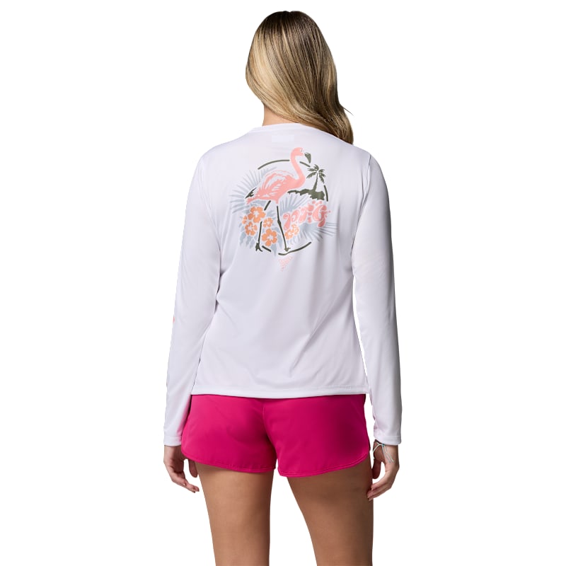 Columbia PFG Tidal Tee Palm Waves Flamingo Graphic Long-Sleeve Shirt