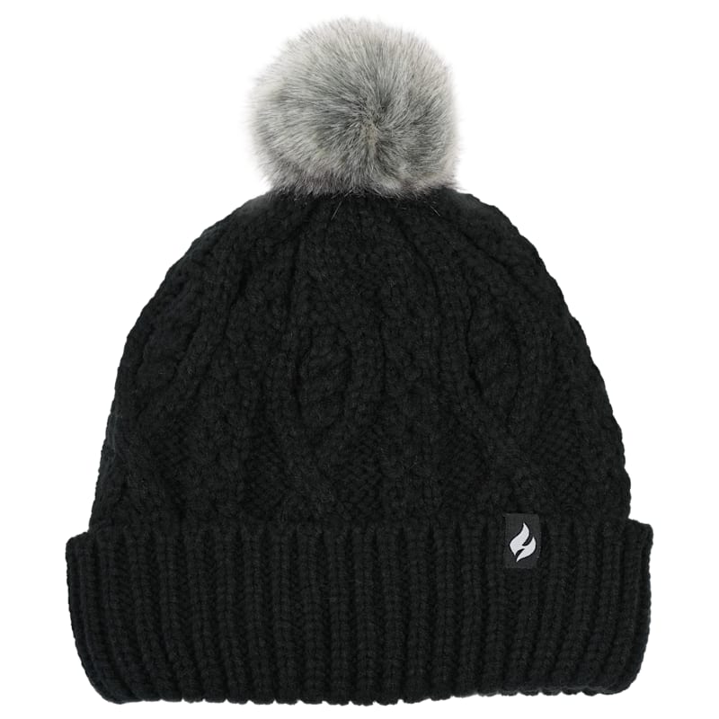 Heat Holders Brina Cable Knit Pom-Pom Beanie Hat for Ladies