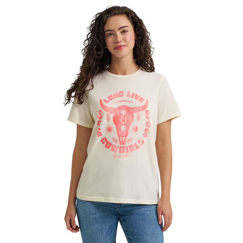 Wrangler Retro Long Live Cowgirls Graphic Short-Sleeve T-Shirt for Ladies